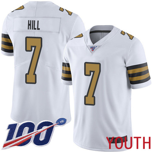 New Orleans Saints Limited White Youth Taysom Hill Jersey NFL Football #7 100th Season Rush Vapor Untouchable Jersey